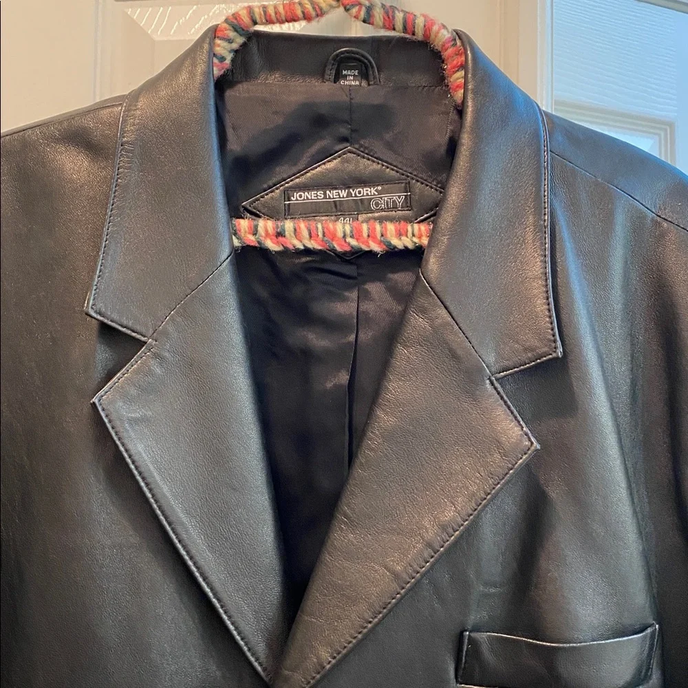 Jones New York Black Leather Sport Coat